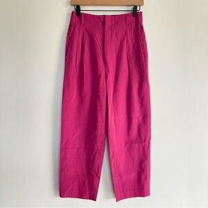 Vermeil Par Iena Hot Pink Trousers Pleated Pants High Waist Belt Loop Japan 38